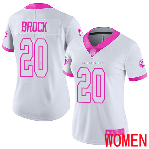 Arizona Cardinals Limited White Pink Women Tramaine Brock Jersey NFL Football #20 Rush Fashion